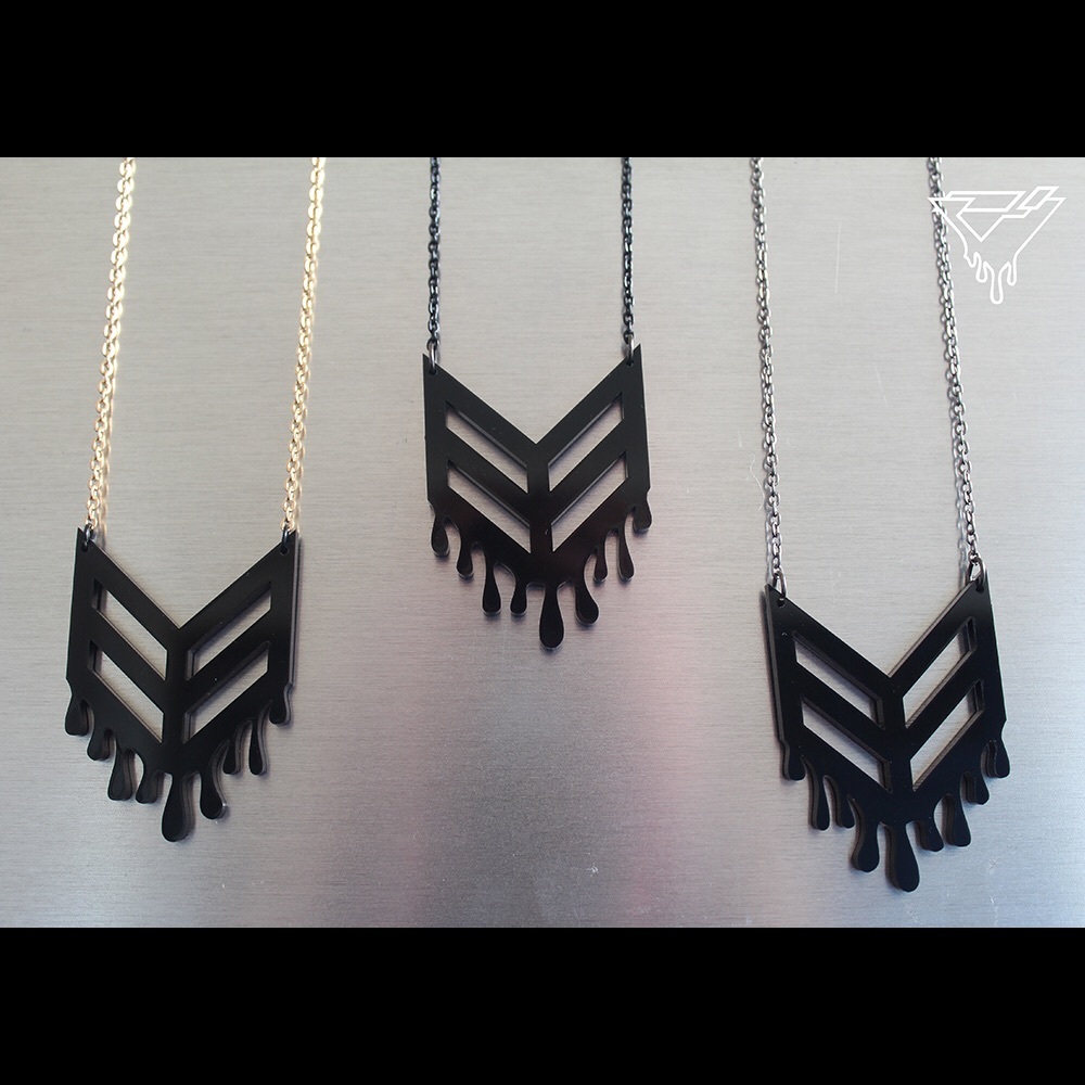 NEW gothic bleeding melting chevron necklace
